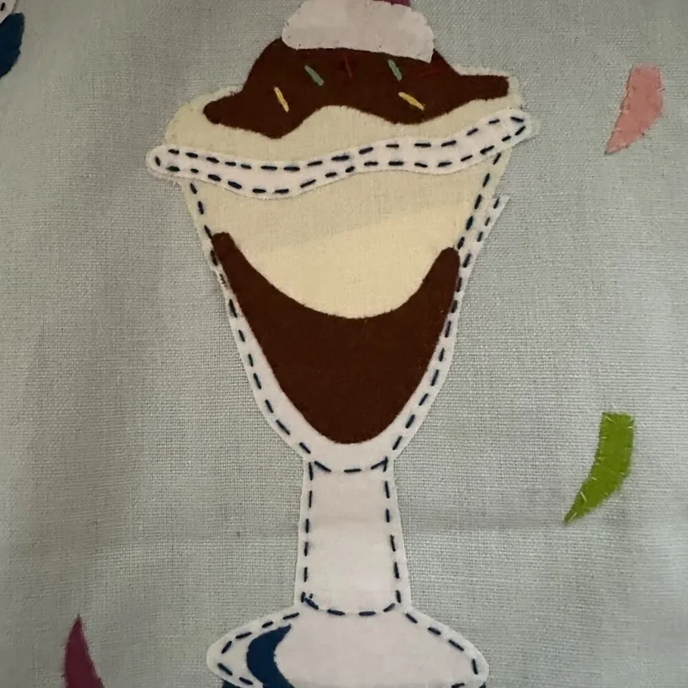 Sur La Table Embroidered Appliqué Dessert themed Tea Towel set of 2 NWOT